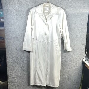 Jones New York Vintage Duster Trench Coat Size 6 Ivory White Lined Dry Clean